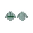 thumbnail image 2 of Cjfdfy Newborn Baby Boy Golf Fall Outfit Striped Romper Long Sleeve Golf Embroidery Bodysuit Newborn Jacket Quarter Zip Bodysuit Cute Infant Fall Winter Outfit 0-18 Months, 2 of 9