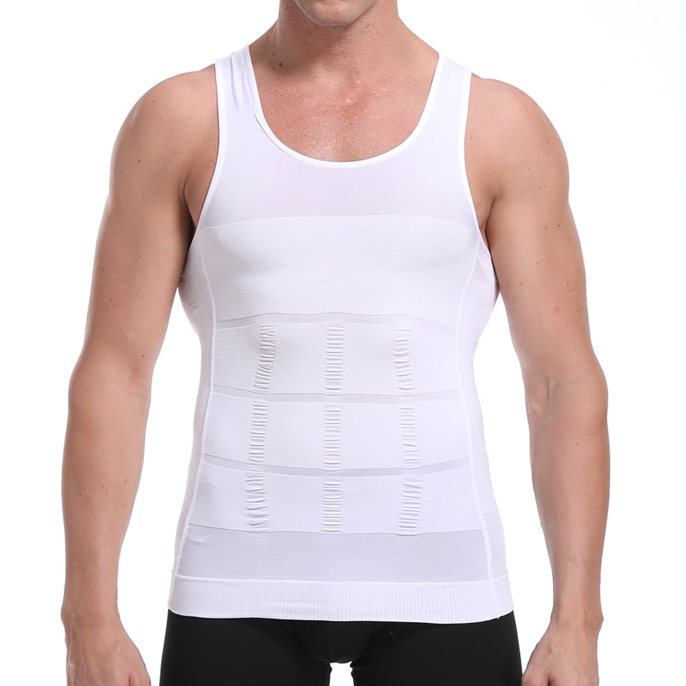 Mens Compression Shirt Slimming Undershirt Body Shaper Vest Workout Tank  Tops Shapewear Abs Abdomen