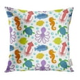 thumbnail image 1 of EREHome Marine Pattern with Octopus Turtle Starfish Fish Squid Seahorses Shells on White Pillowcase Cushion Cases 16x16 inch, 1 of 1