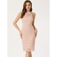 thumbnail image 4 of Vestido de encaje elegante Allegra K Cuello Halter Sin Mangas ajustado Rosa Claro S, 4 of 6