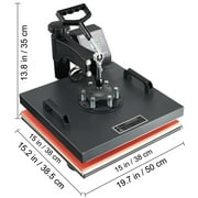 KFFKFF Heat Press Machine, 15x15in 2 in 1 Clamshell Sublimation Transfer Printer with Teflon Coated, Digital Precise Heat Control, Large Powerpress for T-Shirt Hat Cap