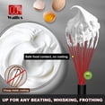 thumbnail image 4 of Walfos Whisk,Silicone Whisk Non Scratch-Whisks for cooking set of 4 Heat Resistant(480°F).Nice for Blending Beating Stirring and Kitchen Cooking &Baking.BPA Free and Dishwasher safe.(5+7+9+11 IN )Red, 4 of 8