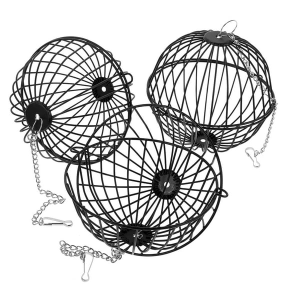 Baluue 3Pcs Iron Hanging Fruit Bird Feeder Ball with Chain for Cage Pets