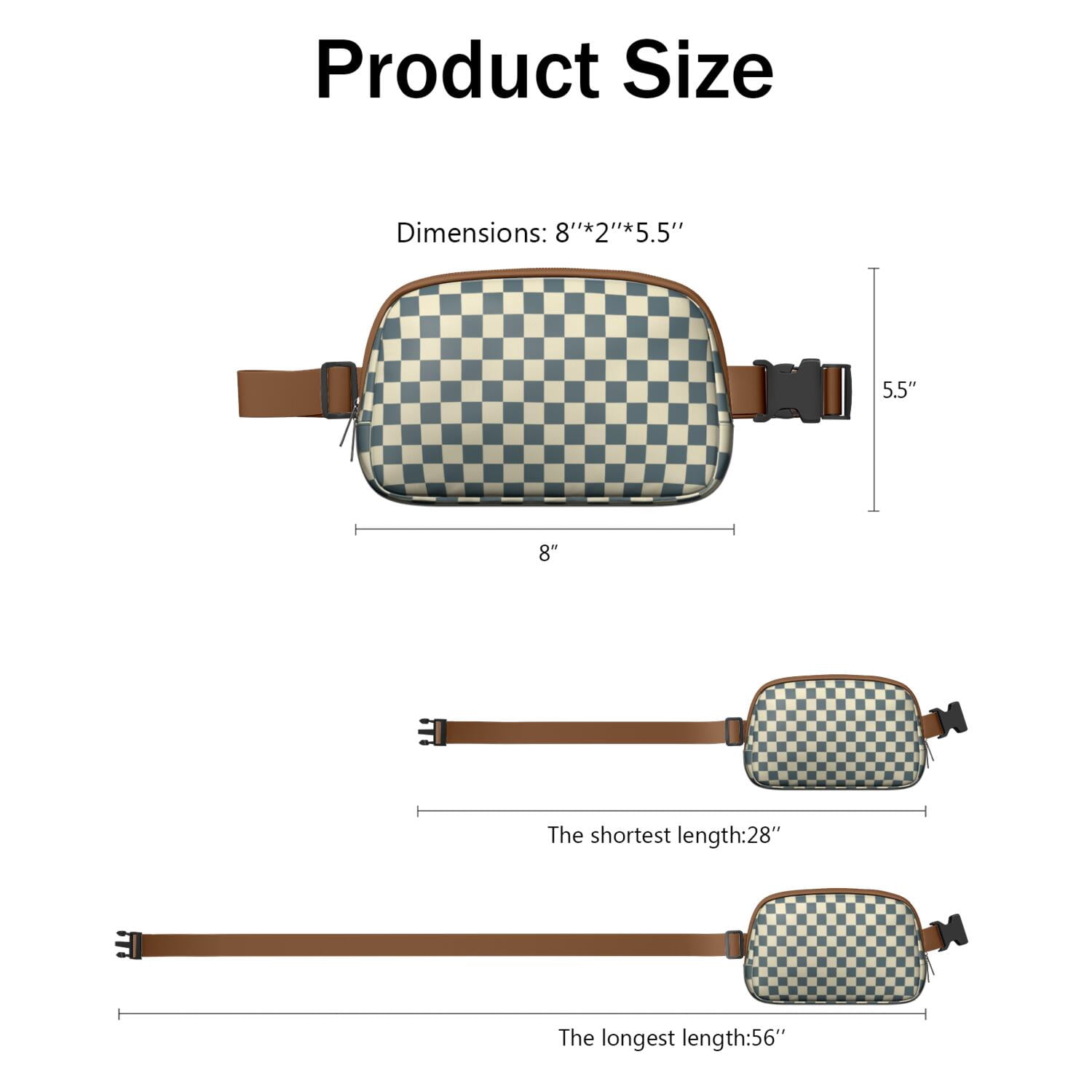 Rustic Farmhouse Plaid Fanny Pack – Classic Checkered Belt Bag with Geometric Retro Feel