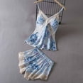 thumbnail image 2 of Ladies Nightwear Akafmk Women's Pajama Sets, Silk Pajamas for Women Set, Ladies' Printed Lace Adjustable Camisole Shorts Pajama Set, 2 of 3