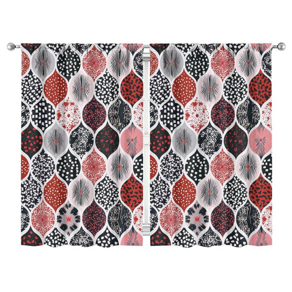 Red and Black Honeycomb Grid Curtains-blackout Curtains Bedroom Decor Living Room Darkening Grommet Window Drapes 2 Panels Set 52"x 84"