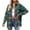Green, variant on Snoarin Shirts for Women Casual Lapel Button Pocket Plaid Long Sleeved Shirt Top Jacket S-2XL