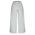 thumbnail image 7 of Ltctricy Wide Leg Pants for Women Elastic High Waisted Drawstring Striped Casual Pants Baggy Trendy Trousers with Pockets(Gray,X-Small), 7 of 7