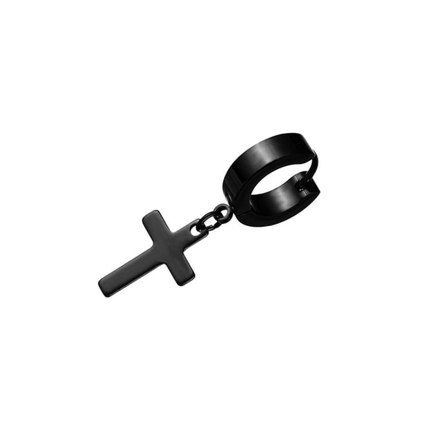 Sonducket Pendientes de acero inoxidable para hombre en forma de Cruc, estilo Hip Hop Rock, accesorio de moda, Clip en pendientes, suministros de joyería Ropa, zapatos y accesorios Miscelánea Negro Sonducket AP012828-02