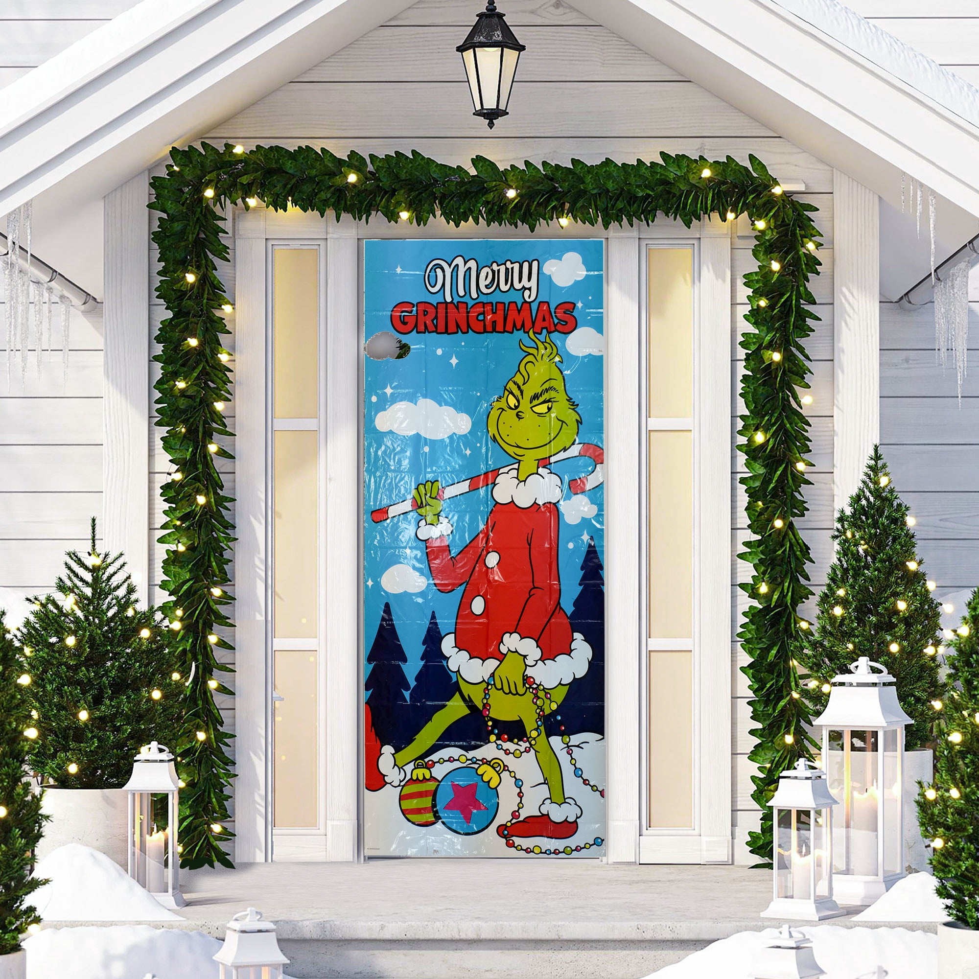 The Grinch Merry Grinchmas Door Cover – 72" x 30" Holiday Decoration