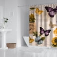 thumbnail image 2 of Vintage Butterfly Flower Pattern Shower Curtain 84"x72" ,Bathroom Decorative Shower Curtains Set with 12 Hooks,Modern Waterproof Washable Shower Curtain, 2 of 6