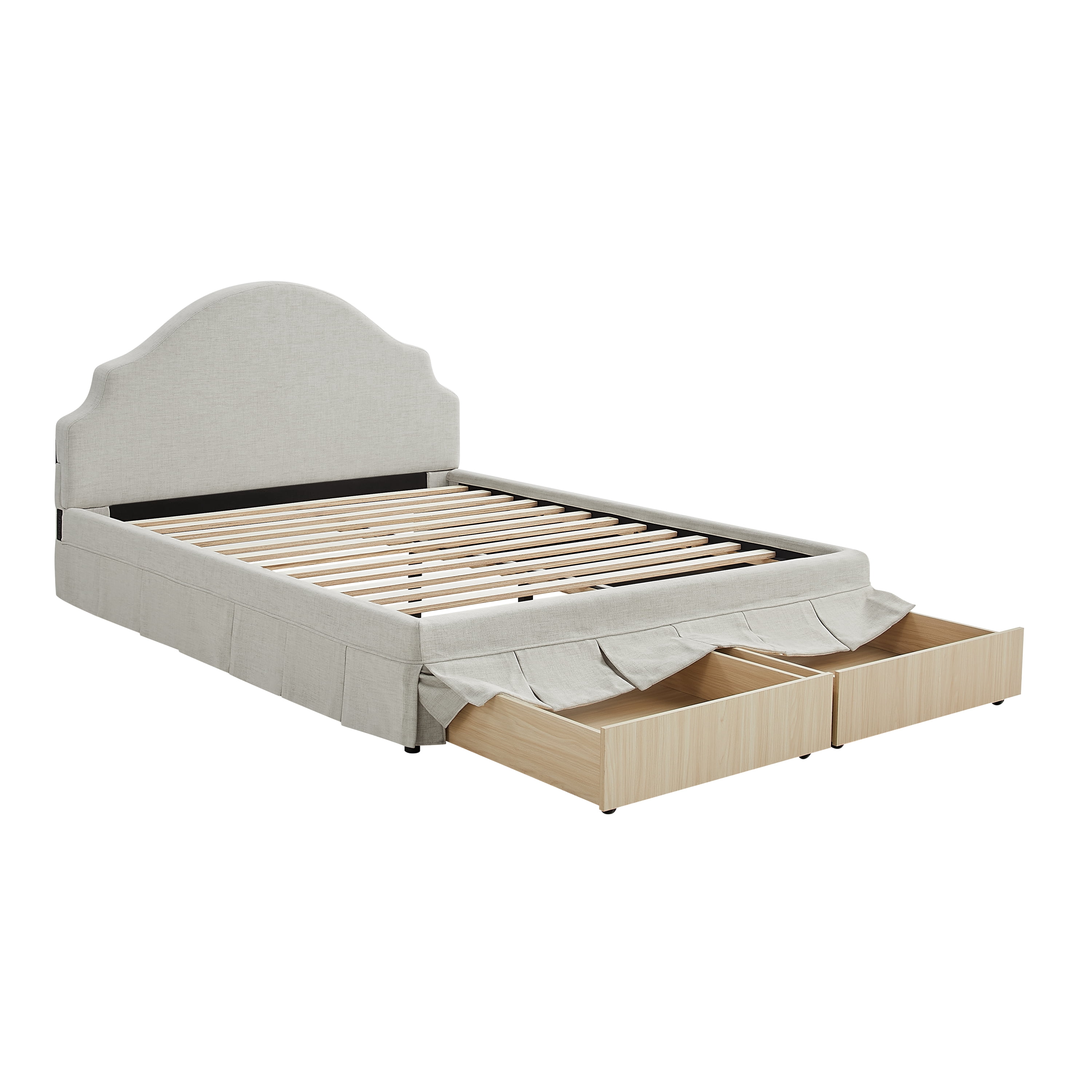 Studio Living Christine Upholstered Storage 39.8" Beige Bed Frame, Queen