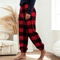thumbnail image 6 of Women's Plaid Fleece Pajama Pants Elastic Waist Cuffed Ankle Loose Fit Joggers Soft Warm Cozy Fall Winter Lounge Sleep Trousers with Pockets Wine, 6 of 8