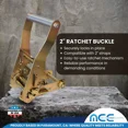 thumbnail image 5 of Mega Cargo Control USA 2" x 8' Ratchet Strap W/ Flat Snap Hook - (2-Pack) - WLL: 1666 lbs, 5 of 6