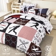 thumbnail image 5 of PERFEMET Red Twin Size Baseball Comforter Set 6Pcs Reversible Boy Sport Bedding Set Lighweight Athletic Ball Prints Bed in a Bag for All Season(Red,Twin), 5 of 10