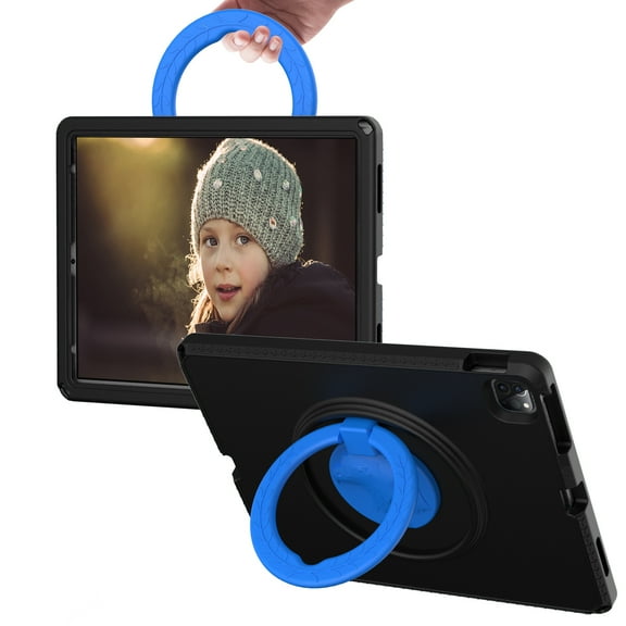 Dteck Case for iPad Pro 12.9 inch 6th 5th 4th 3rd Gen,Shockproof Rugged Kids Friendly EVA Case Hand Grip 360° Rotating Kickstand Cover for iPad Pro 12.9" 2022/2021/2020/2018,Black