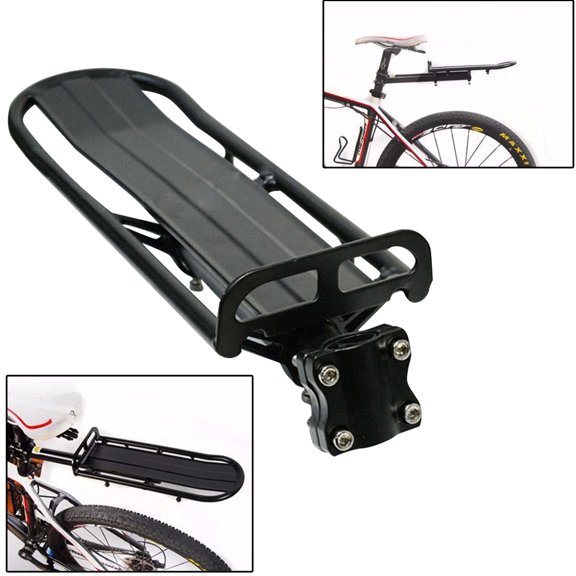 Aluminum Alloy Bike Cargo Rack Black Rear Seat Mount for Road and Mountain Bikes