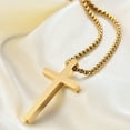 thumbnail image 5 of Simple Unisex Cross Necklaces, Basic 14K Yellow Gold Cross Pendant for Women Men,Christ Prayer Collar, Adjustable Box Chain, 5 of 7