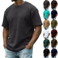 thumbnail image 5 of Zimjoy Men's Casual T-Shirts Classic Short Sleeve Waffle Knit Tees Crewneck Solid Tee Shirts Dark Gray S, 5 of 5