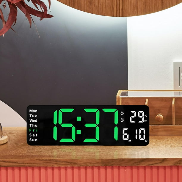 Modern Digitals Wall Clock Mute Temperature Adjustable Date Week USB Wall Mounted LED Timming for Decors Bedroom - Walmart.com