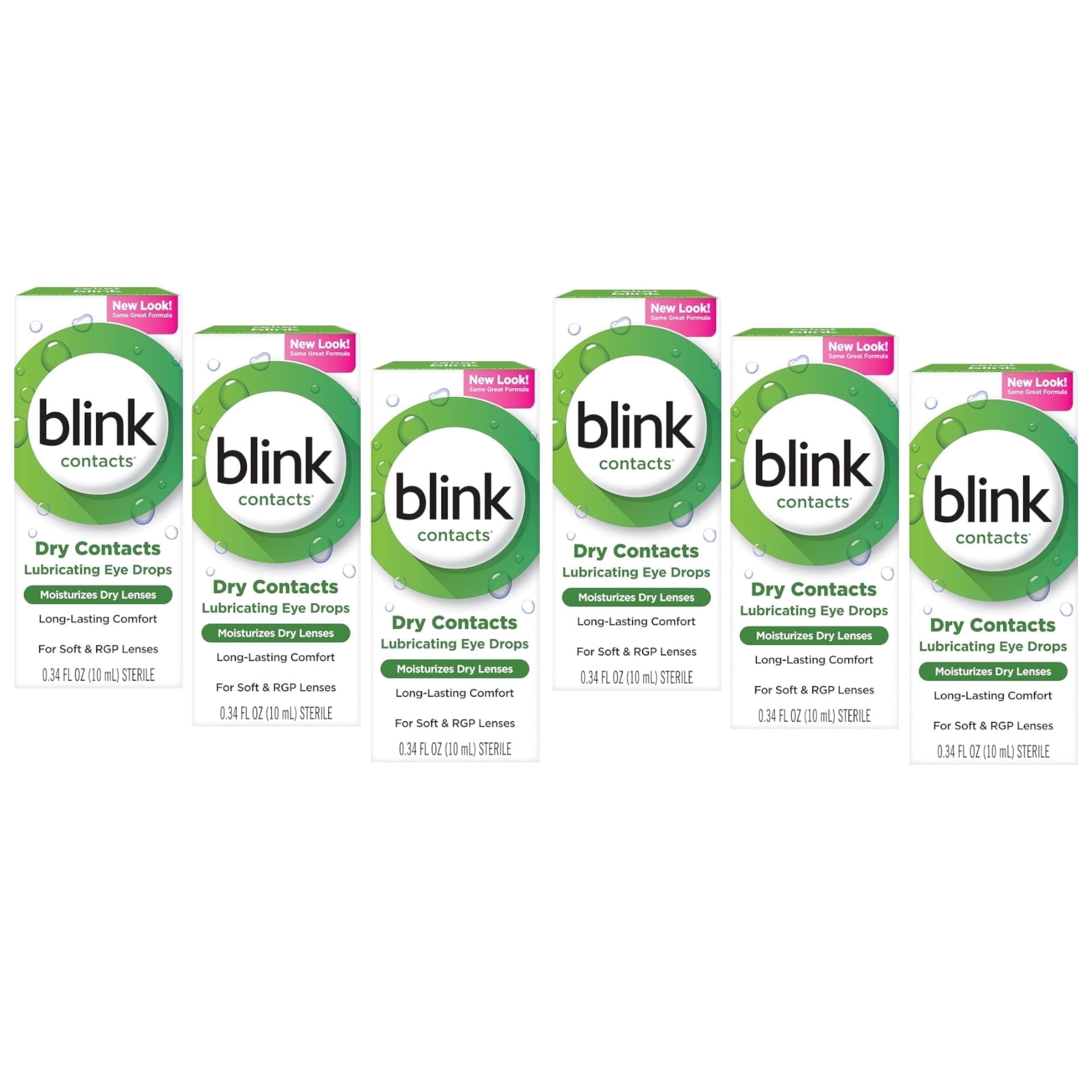 Blink Contact Long-Lasting Lubricant Eye Drop Moisturizer, 0.34oz, - 6 Pack