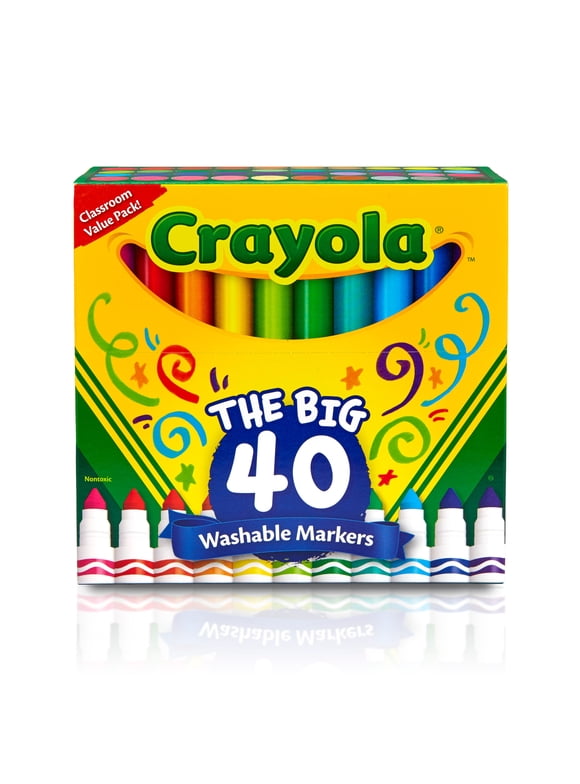 Crayola Classic Broad Line Washable Markers, 40 Ct, Back to School Supplies, Gifts, Child