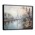 thumbnail image 3 of Designart "Winter Charm Parisian Eiffel Tower Views I" Oversized Cityscapes Framed Wall Art - Industrial Blue Paris Entryway Framed Wall Art Print, 3 of 7