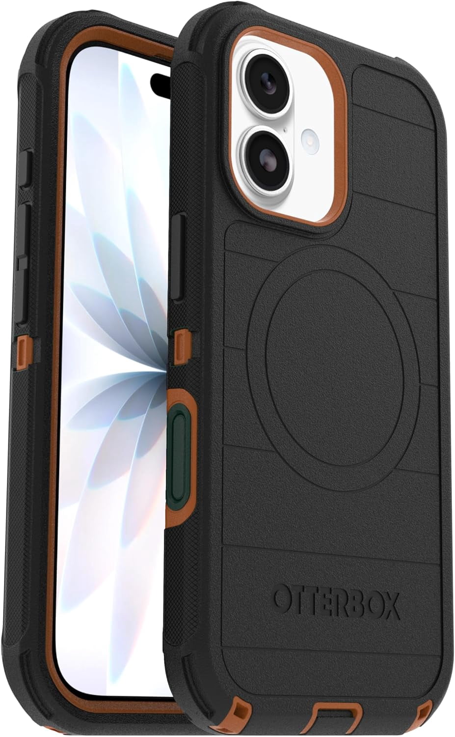 OtterBox iPhone 17 (Only) Bundle: Defender Series Case & Screen Protector - Black Chateau (Black & Orange) - Case Only - Snaps on MagSafe - Tough - Rugged & Durable - Non-Retail Packaging