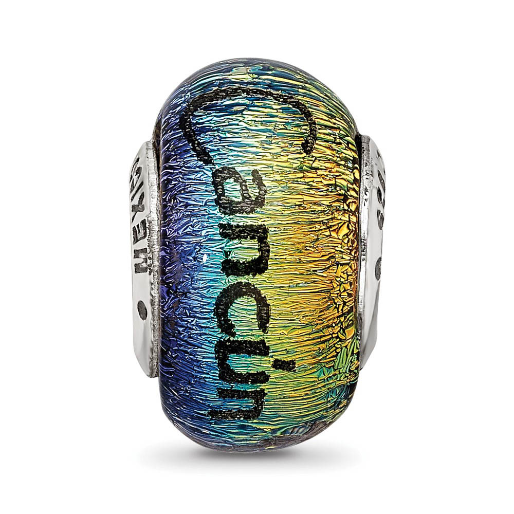 The Black Bow Cancun & Palm Trees Orange Dichroic Glass & Sterling Silver Bead Charm