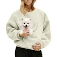 thumbnail image 2 of UQJfacai Womens Pet Pouch Creneck Sweatshirt Fuzzy Fleece Oversized Sweater Wearable Cat Small Dog Carrier Long Sleeve Pullover Tops, 2 of 5