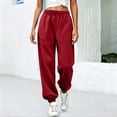 thumbnail image 3 of HomeDM Women's Sweatpants with Pockets Drawstring Elastic Waist Loose Fit Joggers Yoga Running Everyday Wear Lounge Pants Wine 2XL, 3 of 9