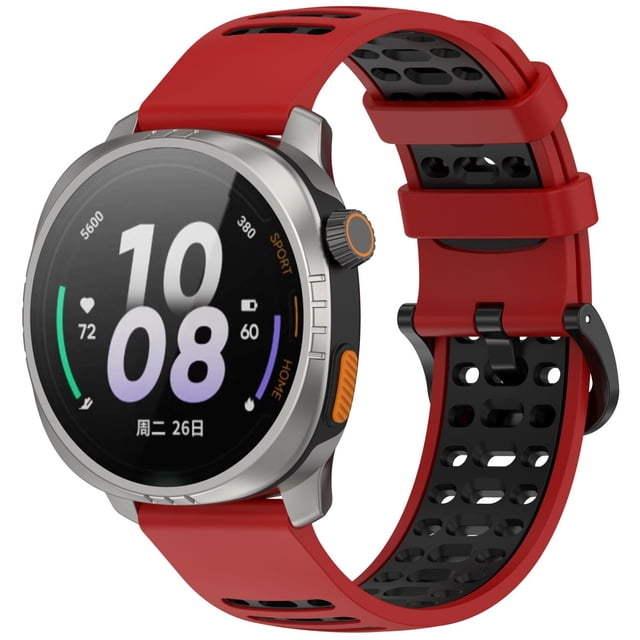 22mm Smart Sports Watch Two-Color Silicone Replacement Strap, Breathable, Lightweight, Sweat & Water Resistant, Versatile for Various Occasions