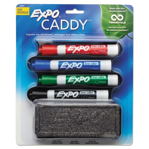 New EXPO Whiteboard Caddy Set, Broad Chisel Tip, Assorted Colors, 4/Set,Each