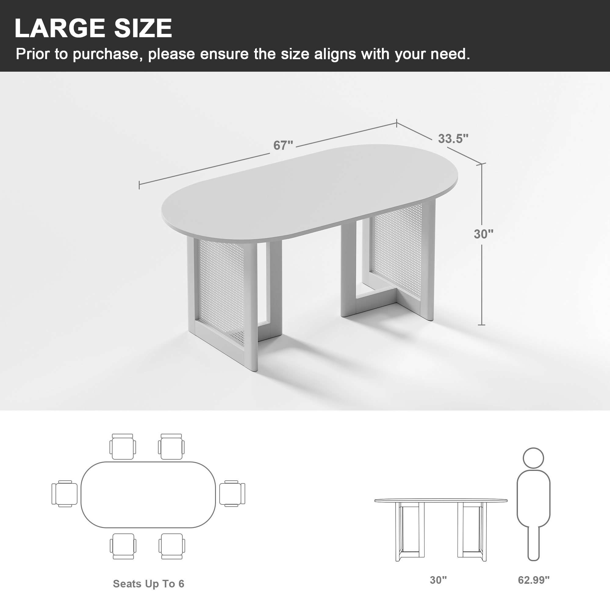 67"x33.5"x30" Modern Wood Oval Dining Table,Tabacco Oak,Dining Room&Kitchen,Black