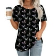 thumbnail image 2 of T-Shirts for Women Short Sleeve Fashion Print Plus Size Shirts Summer Clothing Tops Women's New Round Neck Pullover Chest Pleated Casual Top, 2 of 6