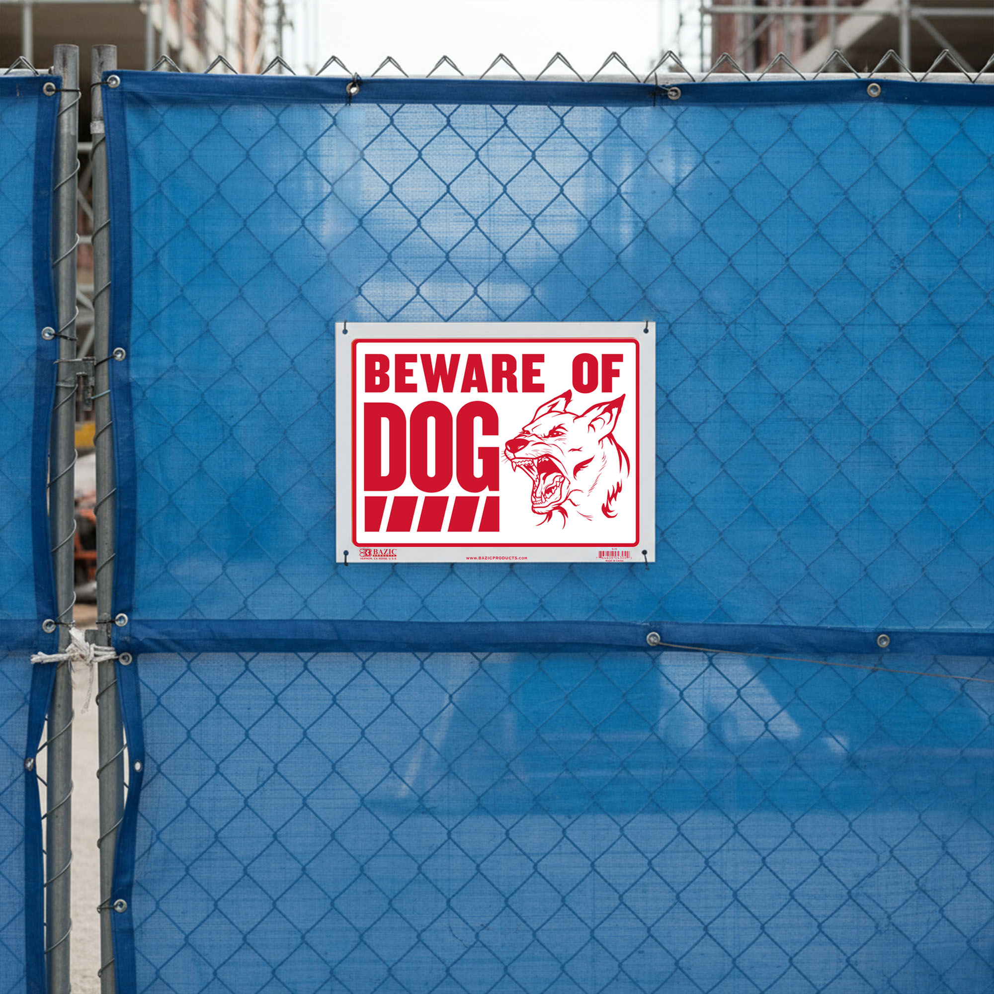 BAZIC Beware of Dog Sign 9"X12", Waterproof Indoor Signage, 4-Pack