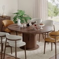 thumbnail image 4 of Round Dining Table for 4-8, Extendable Oval Kitchen Dining Room Table 47”-63” with Storage, Mid Century Modern Dinner Table, Walnut, 4 of 14