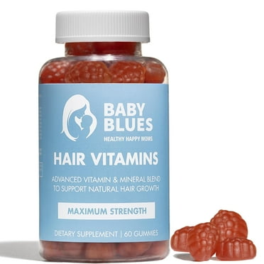 Baby Blues ® Postpartum Hair Loss Vitamins - 6000(Mcg) Biotin Hair Skin, Hair  growth gummies with vitamins A, C, D, E & B-complex and Zinc, Collagen, Hair  growth supplements