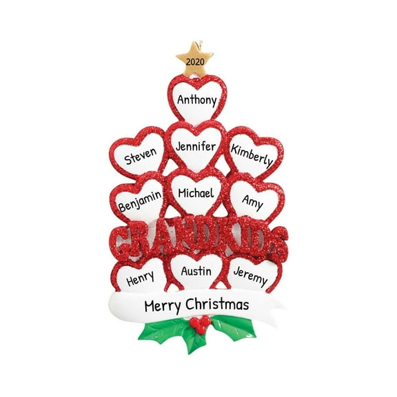 Personalized Grandparents Christmas Ornament 2024 10 Grandkids Name 1 Count - Ornaments by Elves