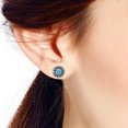 thumbnail image 5 of Intricately Decorated Swirls & Blue Turquoise Sterling Silver Stud Earrings, 5 of 5