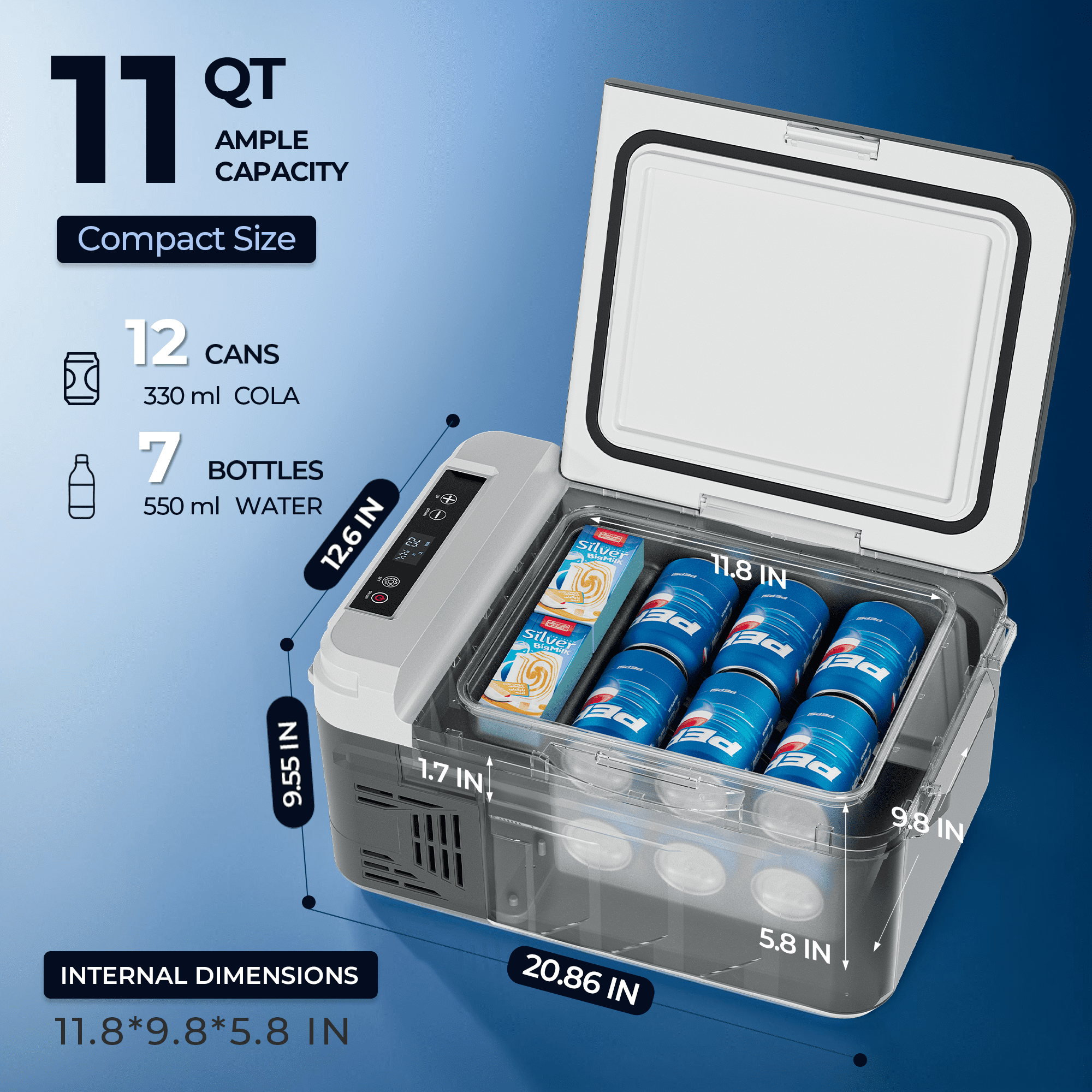 Simzlife 12 Volt Refrigerator, 11 Quart (10L) Car Fridge, Car Refrigerator -4℉~68℉, Portable Freezer for RV, Camping, Travel