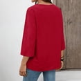 thumbnail image 6 of Women's Cotton Linen 3/4 Sleeve V Neck Lace Blouse Loose Fit Casual, 6 of 8