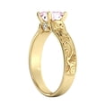 thumbnail image 3 of 14K Yellow Gold 2.06 CT natural peach/pink VS Morganite Ring with Diamonds Vintage Hand Engraved Art Deco, 3 of 5