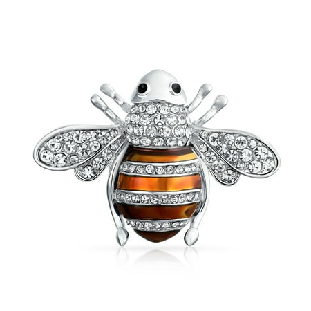 Brown Silver Brooch - Black Or Golden Brown Crystal Large Fashion Statement Queen Bumble Bee Brooch Pin For Women For Mother Silver Plated