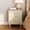 Natural Oak, variant on WAMPAT Modern Nightstand with Charging Station, Wooden End Table with 2 Large Drawers, Small Bedside Table for Bedroom, Beige Linen Printed