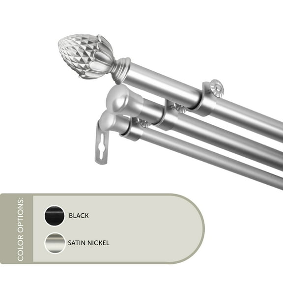 13/16 inch Cupule Triple Curtain Rod 120-170" - Satin Nickel
