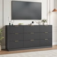 thumbnail image 3 of YouTrend Black 9 Drawer Dresser for Bedroom,Modern Adult Fluted Wood Chest of Drawer with Golden Embedded Handles for Living Room,Hallway, 3 of 12