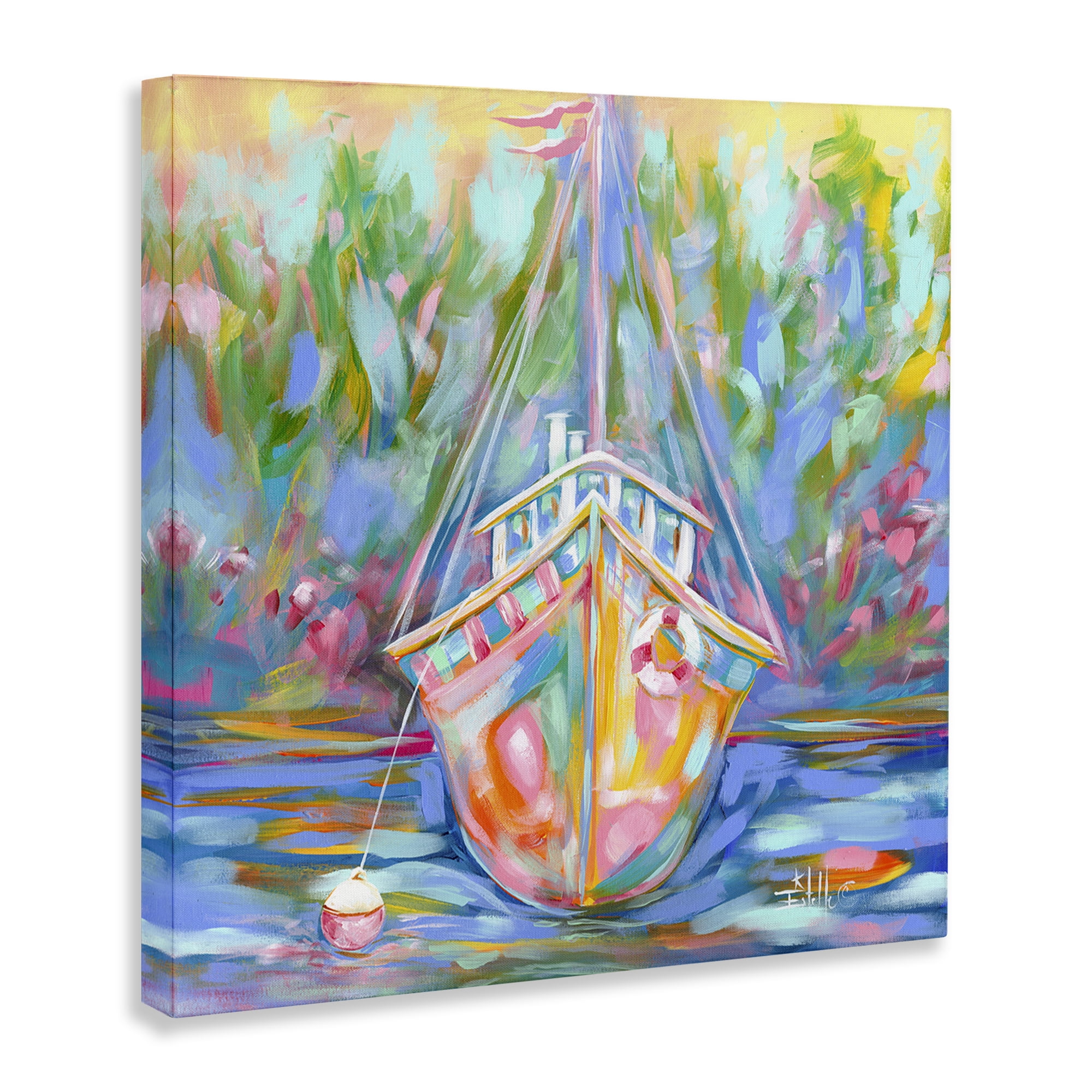 Stupell Industries Boat In Waiting Transportation Painting Gallery Wrapped Canvas Art Print Wall Art, 30 x 30