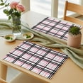 thumbnail image 6 of Pink Black Plaid Placemats for Dinning Table Set of 4, Farmhouse Pink Black Checkered Burlap Kitchen Place Mats Waterproof Cloth Table Mats, Indoor Outdoor Placemats Easy Clean Dinner Decor, 6 of 8