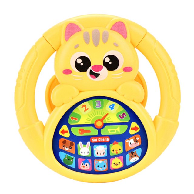 Toy de juguete de dirección para niños Juguete sensorial con rango de sonido y música Controlador de conducción simulada Educación temprana para niños Amarillo